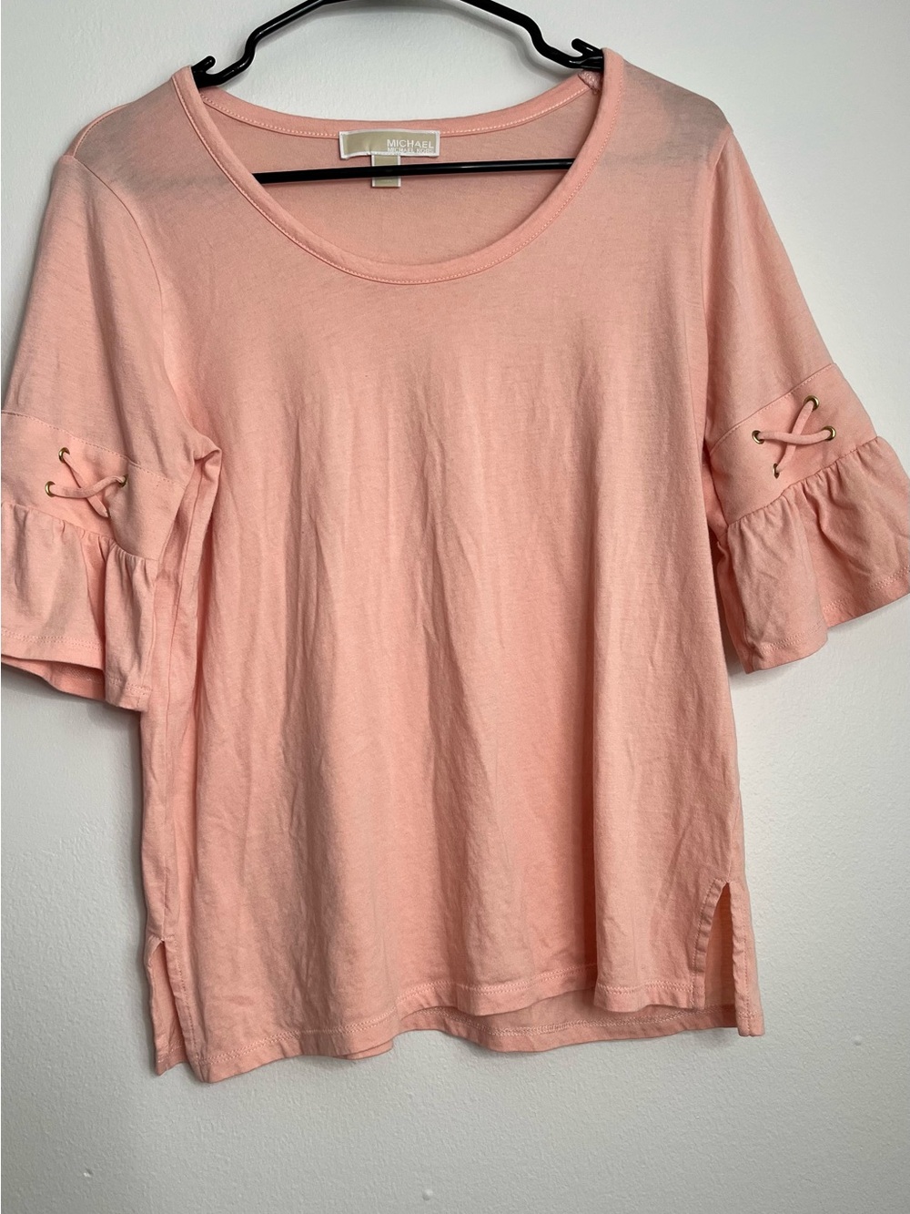 Michael Kors Peach Short-Sleeve Ruffle-Sleeve Tee